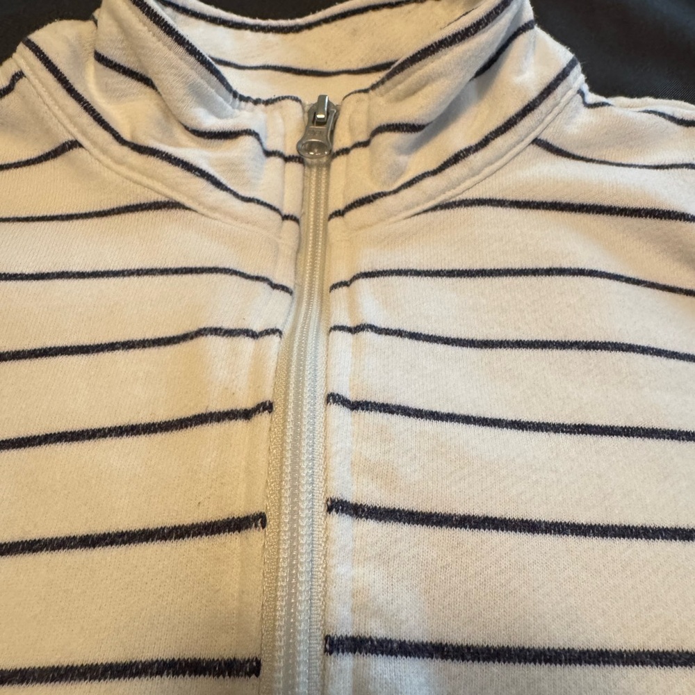 Talbots Ombre Stripe Quarter Zip Pullover Sweatshirt Blue White MP - Picture 4 of 11